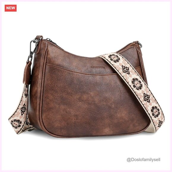 Handbags - Vegan Leather Crossbody Bag with Adjustable Strap, Spacious Pockets